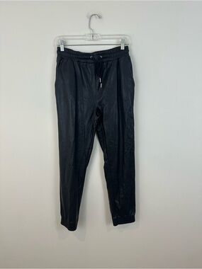 Tahari Black Faux Leather Jogger Pants Size Small Women's